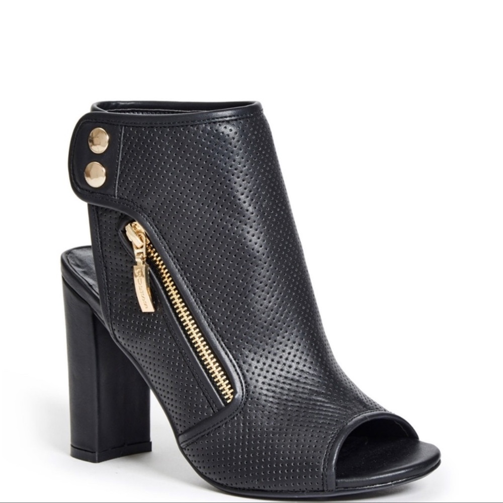 Guess Black Peep Toe Open Back boots Heels 6.5